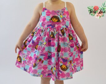 Dora and Boots Shirt, Dress or Maxi (Baby and Girls Newborn - 12) Dora birthday party, Dora the Explorer, baby shower gift, girls maxi dress