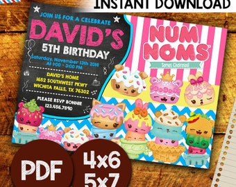 Num Noms Invitation, Num Noms Digital Invitation, Num Noms Birthday Supplies ,Num Noms Birthday Invitation, Num Noms Party, Editable PDF