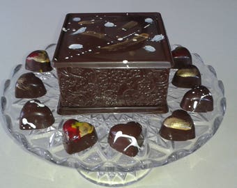 Handmade Chocolate Box with Heartshaped Belgian Chocolates Inside