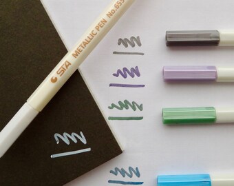 Metallic pen STA Glitter Shimmer Metallic Felt Tip Pens in a rainbow of colours metallic pens platinum lilac emerald white
