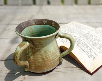 Jewish Gifts, Netilat Yadayim Cup, Israeli art, , Judaica art, Ceramic Washing Cup, Jewish Art, Jewish Netilat ydaym, Natla, Pottery gifts