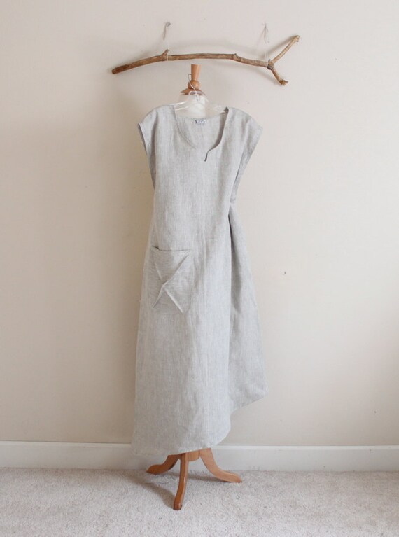 plus size calla lily asymmetrical linen dress / casual linen