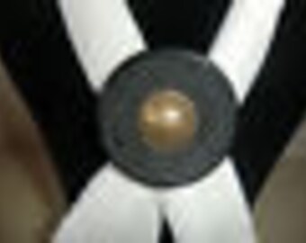 scarf clip/pin, , black and gold, handmade