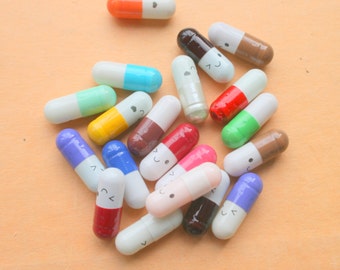 The HAPPY PILLS...nurse. doctor. kawaii. pharmacy. pills. meds. med school. weird. creepy. vitamin. gift. him. her. rainbow. scroll. capsule