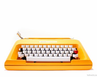 QWERTY - Typewriter Yellow Olivetti Lettera 35 - vintage typewriter- portable typewriter - working typewriter - yellow typewriter - gift