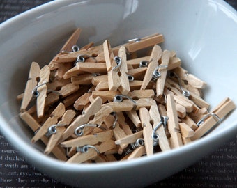 50 Natural Wood Mini Clothespins