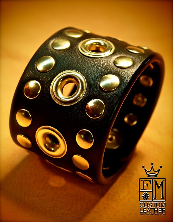 Leather cuff Bracelet Black Brass- Custom Made for YOU in New York by Freddie Matara