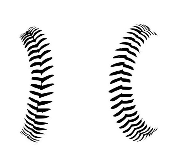 BASEBALL stitches seams logo outline laptop cup decal SVG