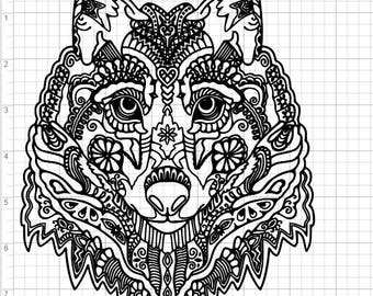 Download Mandala Elephant Head SVG EPS DXF Studio3 Cut Files