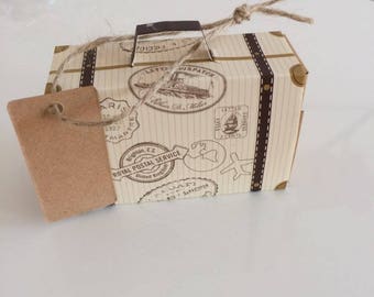 Creative Mini Suitcase Candy Box Candy Packaging Carton Wedding Gift Box Event & Party Supplies Wedding favors with Card tag