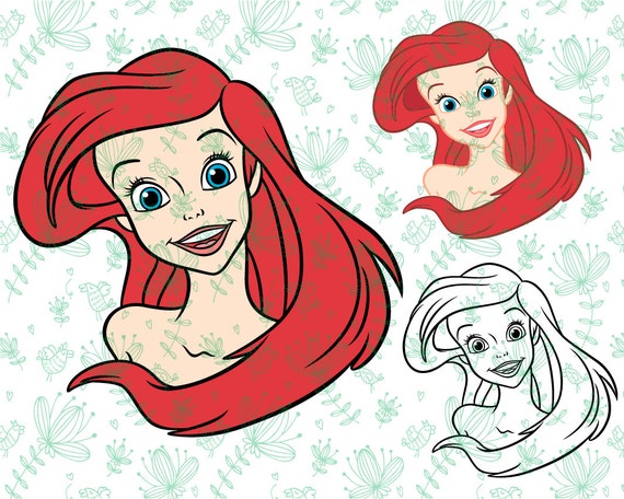 Download Disney princess Ariel SVG cutting ESP vector instant download