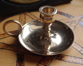 Brass Candlestick Chime Ritual Candle Holder Wiccan Pagan