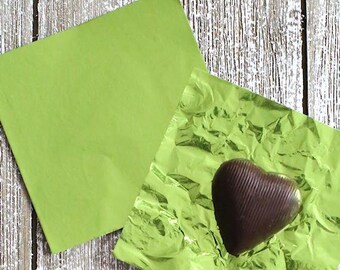 Lime Green Foil Candy Wrappers, Lime Green Foil Candy Bar Wrappers, St. Patrick's Candy Wrappers, Christmas Candy Wrappers, Lollipop Wrapper