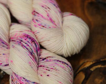 Hand Dyed "Bubblicious", 3 Ply Sport, Speckles, Ready to Ship, RTS, Knitting, Crochet, Yarn