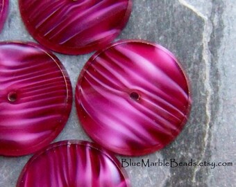 Round Cabochon, Glass Cabochon, Vintage Cabochon, Unique Cabochon, Rhinestone Setting. Striped, Rare Glass, Fuchsia, Marbled, 20mm, 2 Pieces