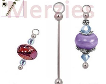 MERZIEs 51mm interchangeable silver ADD A BEAD CHANGEABLE charm bead removable end holders