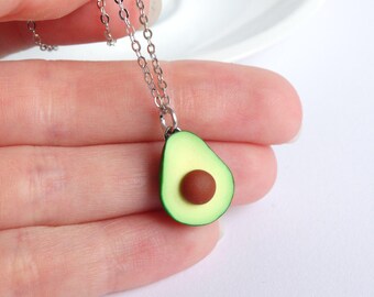 Green avocado superfood necklace pendant charm avocado accessoiries healthy food miniature healthfreak present avocado gift