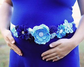 Blue Maternity Sash, Its a Boy, Belly Band, Gender Reveal Party, Blue Bridal Sash, Mom to Be, Maternity Photos, Baby Shower Sash