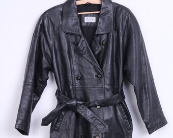 Classic Woman 12 Coat Soft Leather Black Double Breasted Raglan Sleeve