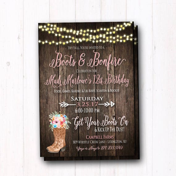 Rustic Birthday Invitation Sweet 16 Invite Quinceanera