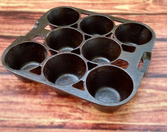 Wagner Ware R Gem Pan, Popover Pan, Muffin Pan, Antique Cast Iron Cookware, Camping Cookware, Vintage Kitchenware, Farmhouse Kitchen, Baking