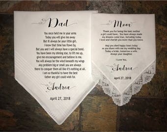 Mother of the Bride Gift & Father of the Bride Gift from the Bride, wedding handkerchief from daughter, printed, mother of bride gift - BRPZ