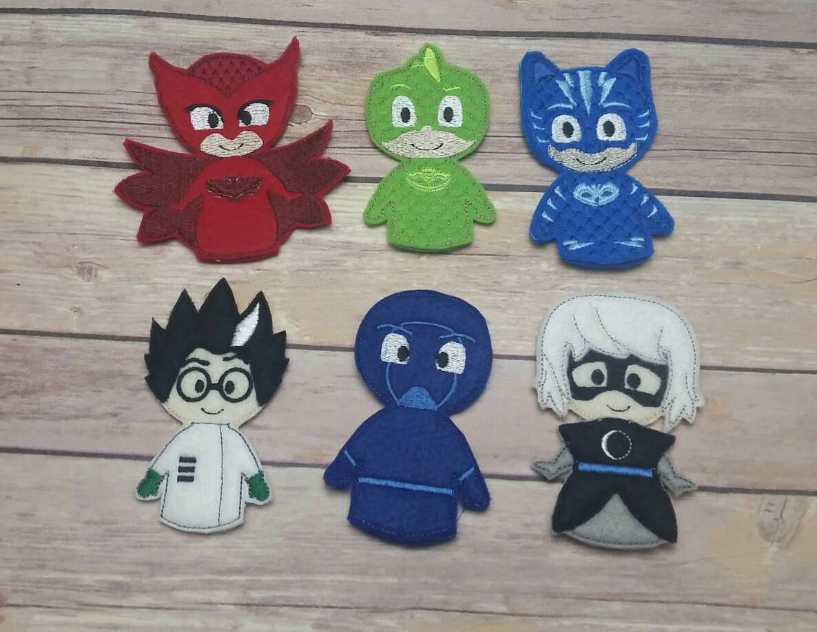 Pj Mask Finger Puppets complete set gekko catboy night ninja