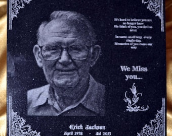 12x12 Human Custom Headstone, tombstone Laser Engraved on the Grave Marker Granite, monument, plaque, for humn / people