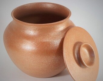 Handcoiled 6.25 qt. Bean Pot - Chili Pot - Stew Pot - Soup Pot - Sauce Pot - Gravy Pot - Rice Pot - Micaceous Clay Pottery