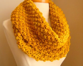 Merino wool long cowl - Mustard yellow