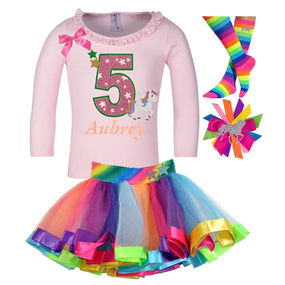 5th Birthday Rainbow Tutu Outfit for Girls