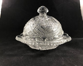 L. E. Smith Sunburst Covered Butter Dish