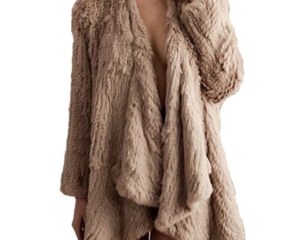 Rabbit Fur Jacket, Genuine Fur Coat, Brand New, Camel Rabbit Fur Jacket called Klara