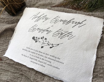 WEDDING INVITATIONS|Set #316 (Organic Wedding Invitations, Earthy Wedding, Elegant, Classic, Deckled Edge Paper)
