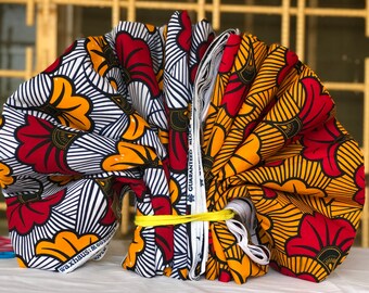 3 yards each Mix Match Print white yellow Red/ Yellow African Fabric/ ankara/ african Wax Print/ ethnic print/ African Material/ Doll Cloth