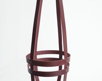 Hanging planter cognac leather, minimalist plant hanger, ceiling planter, vegetable tanned brown leather WITHOUT pot