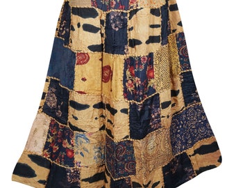 Artistically Inspired Patches Unique Skirt Amazing Vintage Look Summer Style Hippie Chic Long Skirts