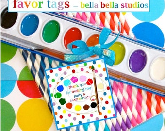PAINTING Party FAVOR TAGS ~ Printable Instant Download