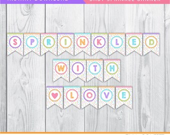 baby sprinkle banner, baby sprinkle baby shower, baby sprinkle decor, baby sprinkle printable, girl baby shower banner, sprinkled with love