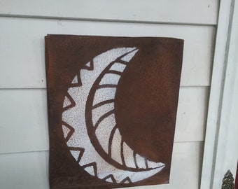 Boho Moon Rusted Tin Sign