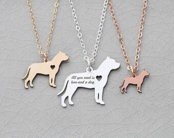 Pit Bull Dog Necklace • Pitbull Jewelry Dog Gift Animal Rescue • Personalized Dog Charm Necklace • Animal Charm Pet Rose Gold Charm Pet