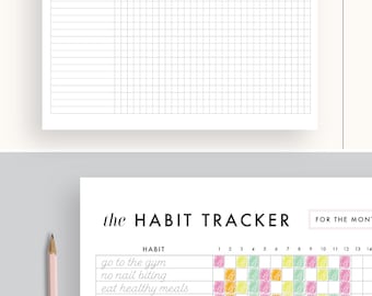 Habit Tracker Printable, daily habits planner, planner inserts, A5, A4, US Letter Size, productivity, goals, Printable PDF