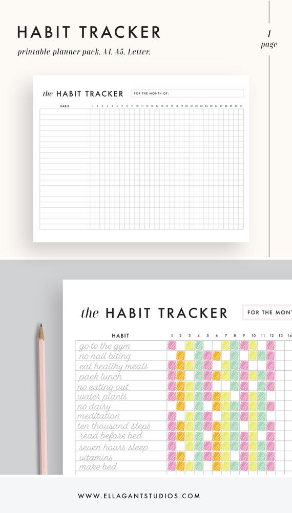 page plan 1 template business free daily planner Tracker Printable planner Habit habits