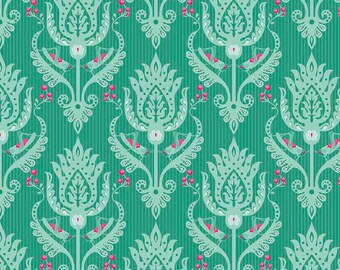 Primavera Damask in Teal Cotton Fabric by Patty Young for Riley Blake