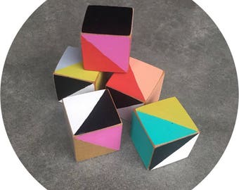 16 Organic Wood Building Blocks - CUSTOM COLORS