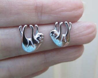 Little Sloth Earrings, Sterling Silver, Sloth, Jewelry, Miniature Sloth, Cute Animal Studs, Stud Animal Earrings, Sloths gift