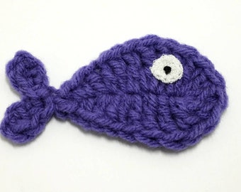 1pc 4" PURPLE FISH Crochet Applique