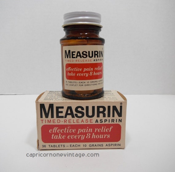 Items similar to Vintage 1960s Measurin Aspirin Bottle Box Unused