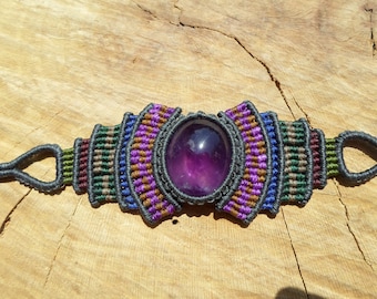 amethyst bracelet,macrame stone bracelet,macrame jewerly,amethyst jewelry,cavandoli bracelet,gemstone bracelet,cabochon bracelet,boho chic