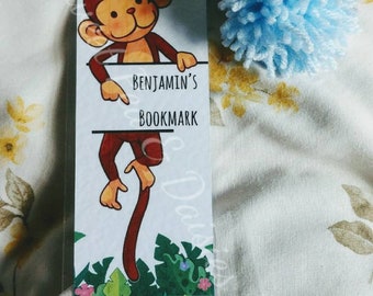 Personalised Monkey Bookmark